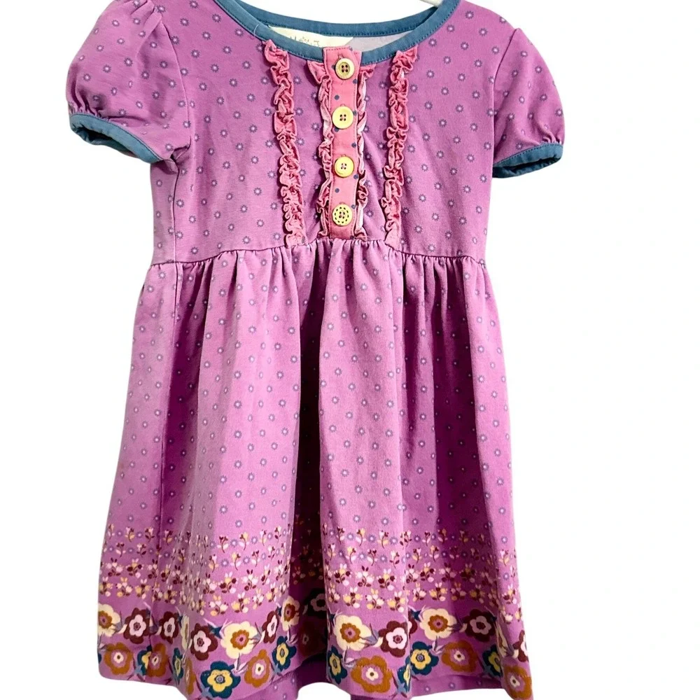 Matilda Jane Girls‎ Lavender Floral Polka Dot Ruffle Button Dress 18-24 Months